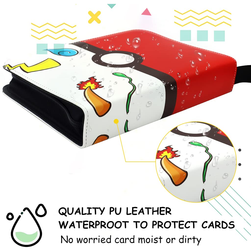 PATPAT Poke-mon Binder, Cards Collector Album Holder for 400 Poke-mon Cards Cartoon Prints Zipper Bag Trading Card Binder Poke-mon Cards Collection Bag Game Cards Case Gift for Kids Boys Girls-Red PATPAT Poke-mon Binder, Cards Collector Album Holder for 400 Poke-mon Cards Cartoon Prints Zipper Bag Trading Card Binder Poke-mon Cards Collection Bag Game Cards Case Gift for Kids Boys Girls-Red